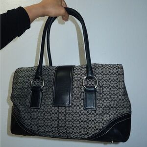 Coach Black and Gray Signature Satchel
